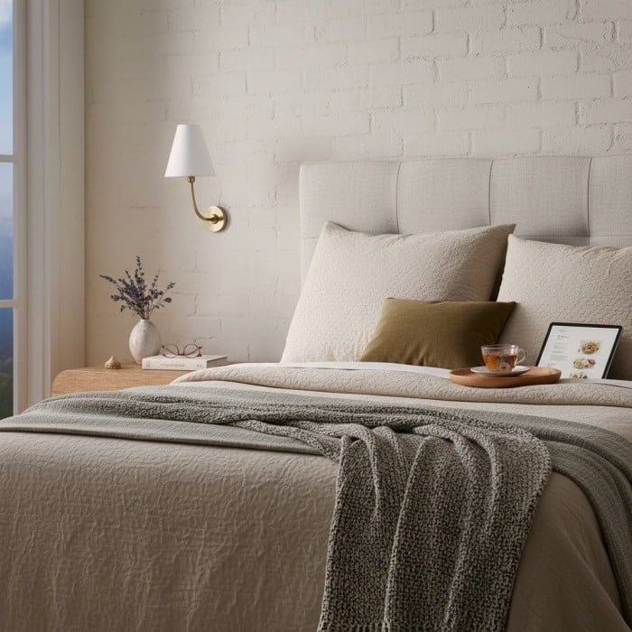 Roven Rechargeable Wall Sconce - Modern Cordless Fabric Shade for Bedroom HL1940