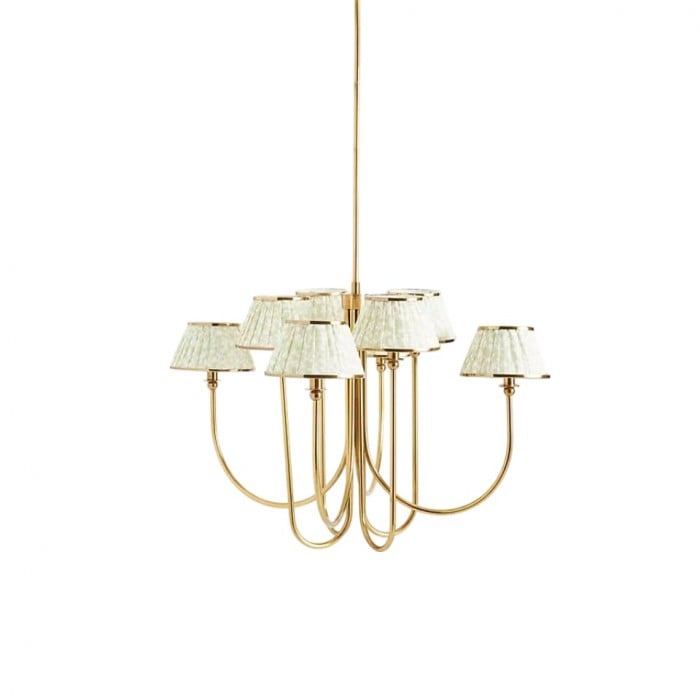 Ruchee Chandelier - Layered Fabric Shade Brass Ceiling Light for Dining or Living Spaces HL1891