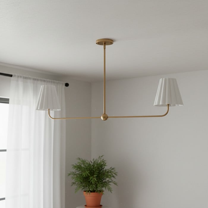 Ruffmeto Ruffled Shade Metal Frame Chandelier for Dining, Entry and Living Room HL1869