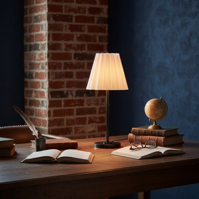 Ruffmeto Transitional Slim Table Lamp - Sculptural Shade Lighting for Living Room or Bedroom HL1851