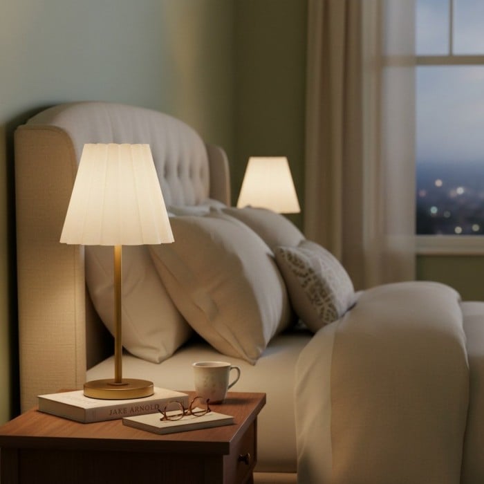 Ruffmeto Transitional Slim Table Lamp - Sculptural Shade Lighting for Living Room or Bedroom HL1851