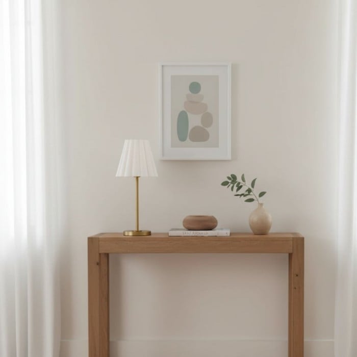 Ruffmeto Transitional Slim Table Lamp - Sculptural Shade Lighting for Living Room or Bedroom HL1851