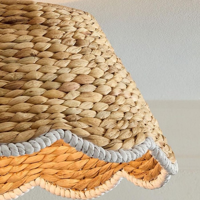 Ruvest Farmhouse plafondlamp met vlakke montage - Gegolfd rotan voor warme interieurs HL2274