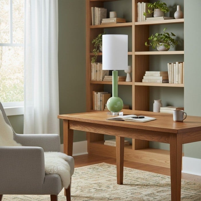 Savara Minimalist Table Lamp - Clean Glass Form with Fabric Shade for Bedrooms HL1900