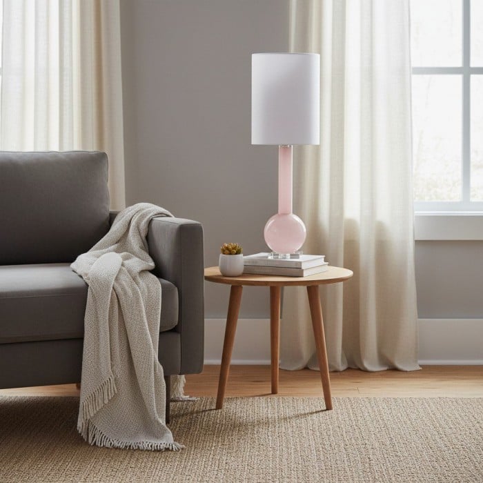 Savara Minimalist Table Lamp - Clean Glass Form with Fabric Shade for Bedrooms HL1900