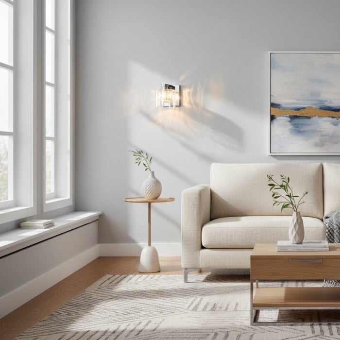 Lampada da parete in metallo scolpito Glomara - Applique di transizione per illuminazione ambientale per camere da letto e