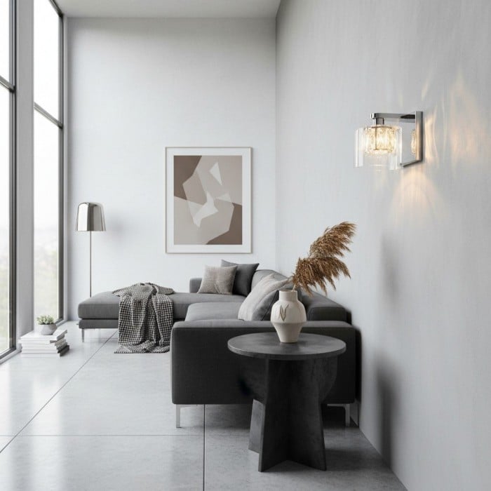 Lampada da parete in metallo scolpito Glomara - Applique di transizione per illuminazione ambientale per camere da letto e