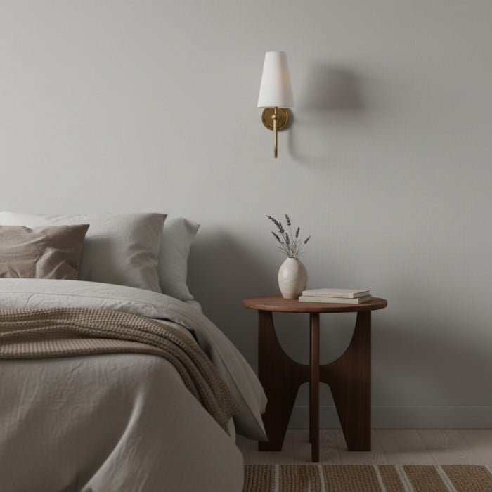 Applique Serena Elegant Swoop Arm - Lampada da parete moderna con paralume in tessuto per corridoio e camera da letto HL1952