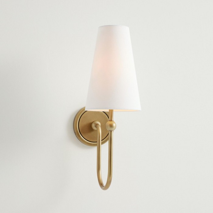 Applique Serena Elegant Swoop Arm - Lampada da parete moderna con paralume in tessuto per corridoio e camera da letto HL1952