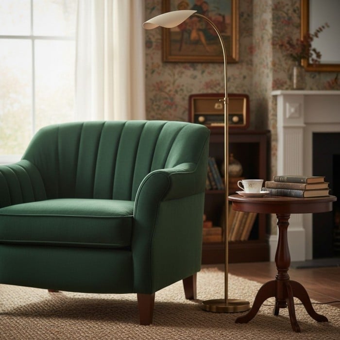 Lámpara de pie artística Shella: elegante diseño arqueado para dormitorio o sala de estar HL1883