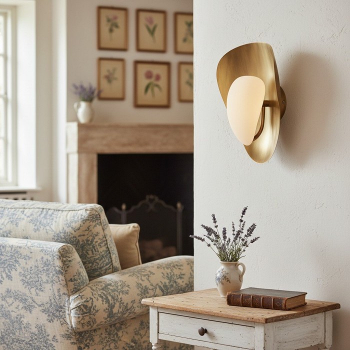 Lampada da parete artistica Shella - Design con paralume a forma di petalo per camera da letto o corridoio HL1885