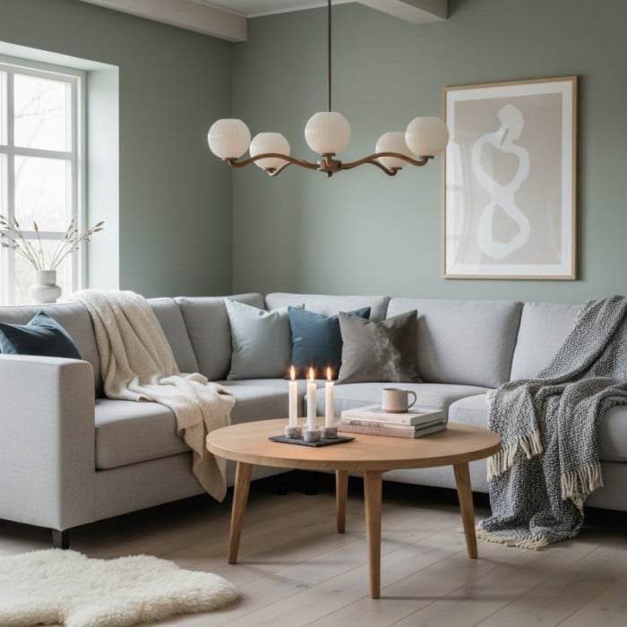 Lámpara de araña contemporánea Shella de cinco esferas - Lámpara colgante de madera, metal y vidrio para dormitorio o comedor