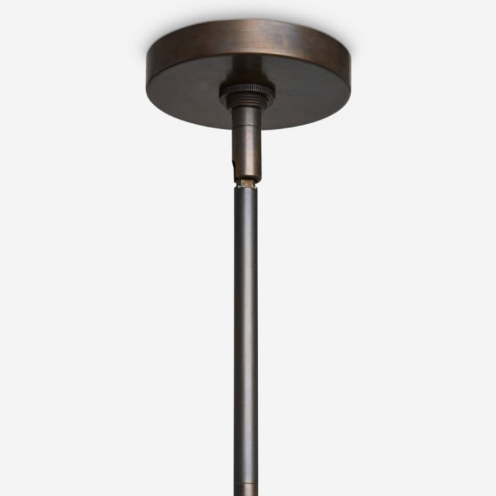 Lámpara de araña contemporánea Shella de cinco esferas - Lámpara colgante de madera, metal y vidrio para dormitorio o comedor