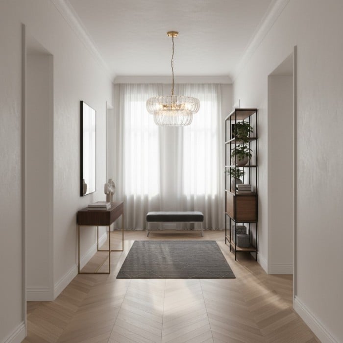 Solara hanglamp met 6 lampen in meerdere lagen - Cascaderend gebogen glas en metalen frame voor eetkamer en hal HL2102