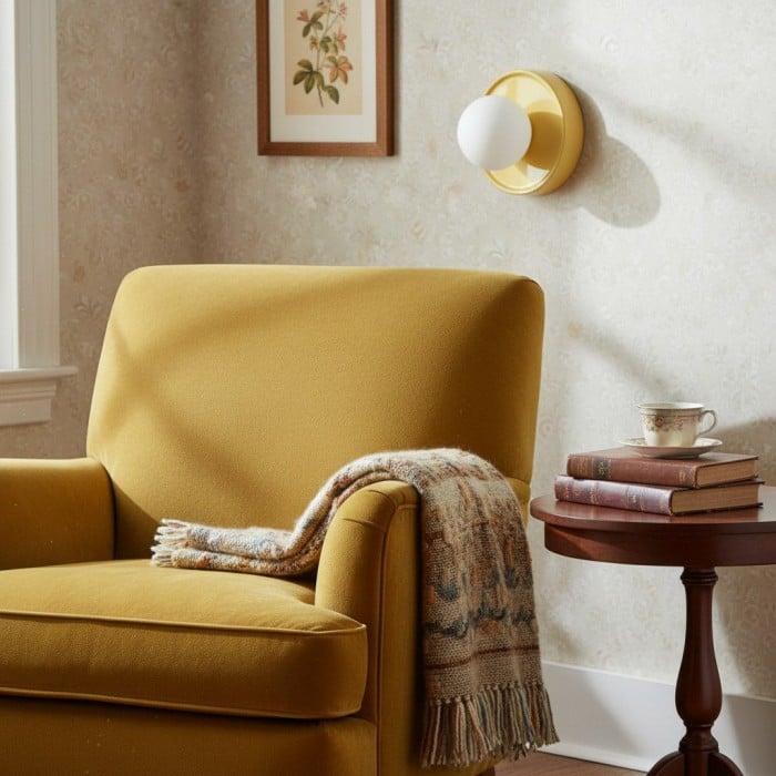 Aplique de pared redondo de vidrio Solna con base de cerámica: iluminación minimalista para dormitorio o pasillo HL1932