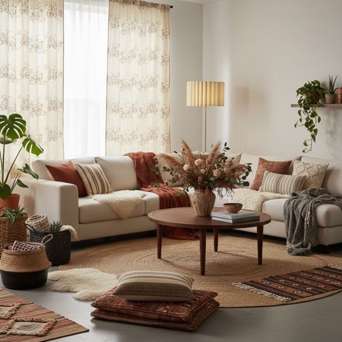 Lámpara de pie Velura Stand - Pantalla de lino beige y base de metal HL2272