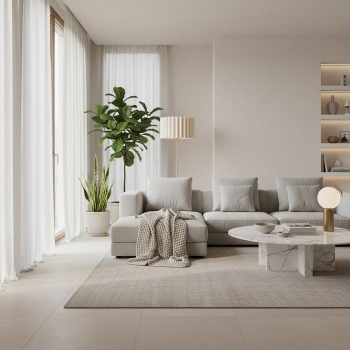 Lámpara de pie Velura Stand - Pantalla de lino beige y base de metal HL2272