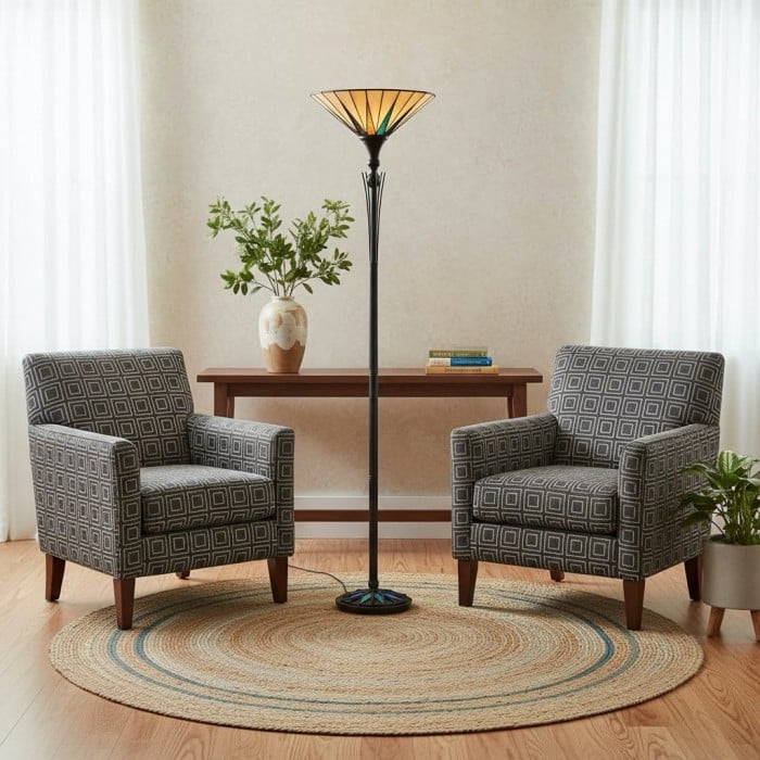 Lámpara de pie TF Dark Star con vitral y diseño de estrellas - Iluminación estilo Tiffany para salas de estar HL2225