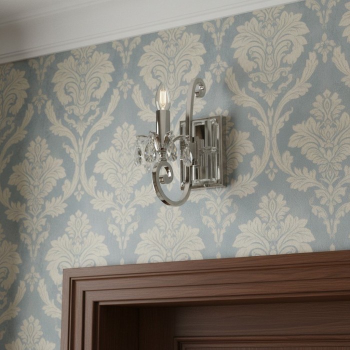 Applique da parete Talonis Crystal Accent - Braccio cromato curvo per soggiorno e corridoio HL2180