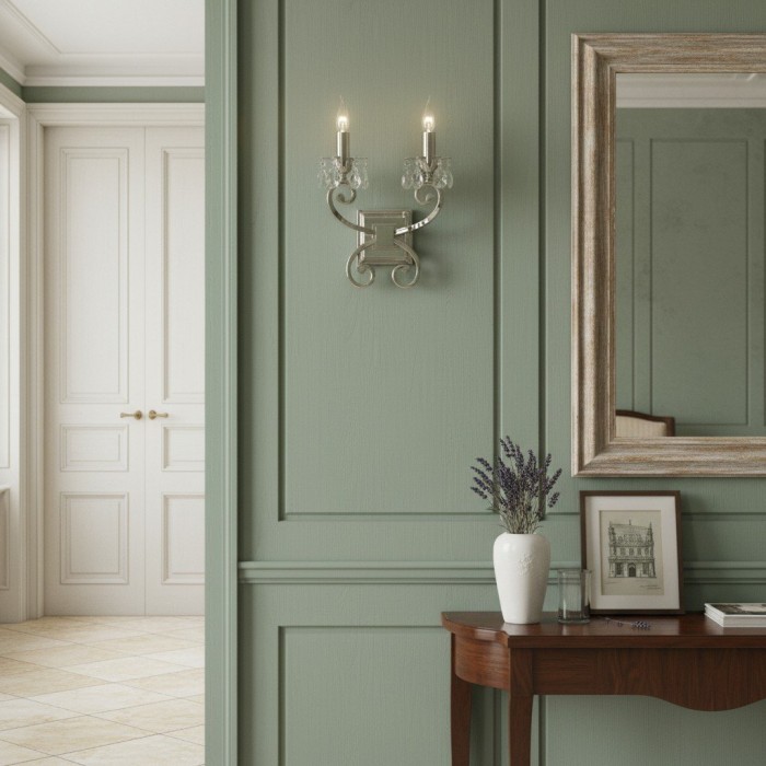 Applique da parete Talonis Crystal Accent - Braccio cromato curvo per soggiorno e corridoio HL2180