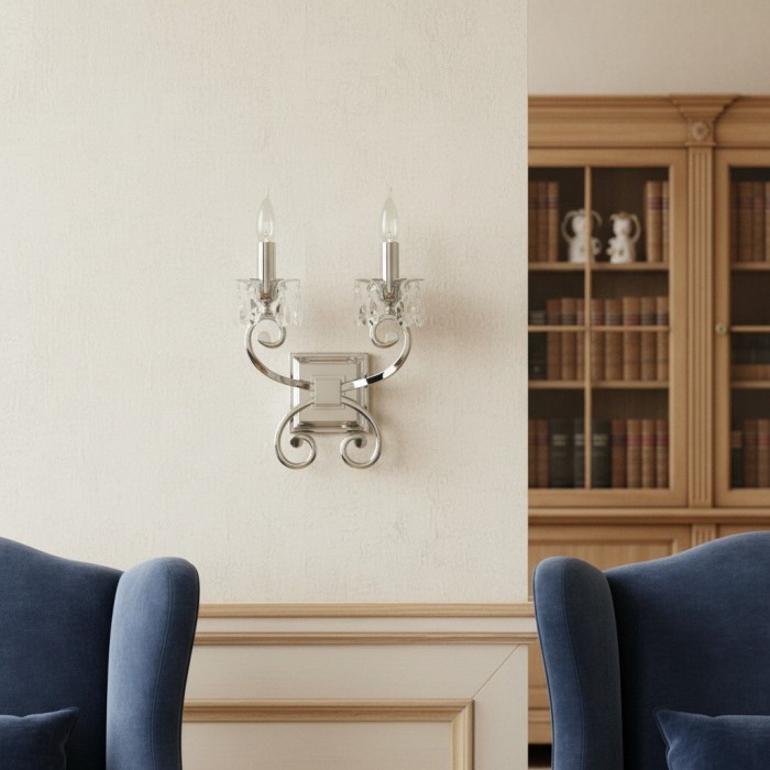 Applique da parete Talonis Crystal Accent - Braccio cromato curvo per soggiorno e corridoio HL2180