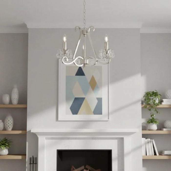 Kryształowy żyrandol Talonis – tradycyjny styl świecy, mosiądz i nikiel, do salonu i jadalni HL2157