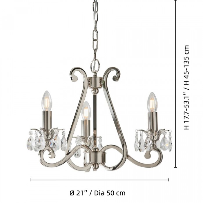 Kryształowy żyrandol Talonis – tradycyjny styl świecy, mosiądz i nikiel, do salonu i jadalni HL2157