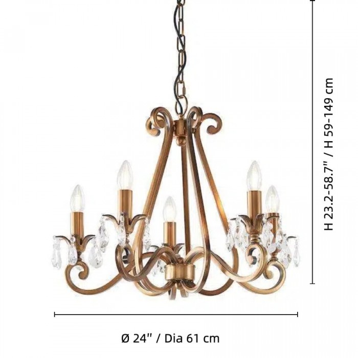 Kryształowy żyrandol Talonis – tradycyjny styl świecy, mosiądz i nikiel, do salonu i jadalni HL2157