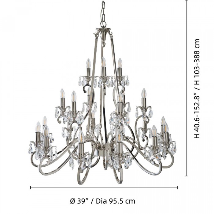 Kryształowy żyrandol Talonis – tradycyjny styl świecy, mosiądz i nikiel, do salonu i jadalni HL2157