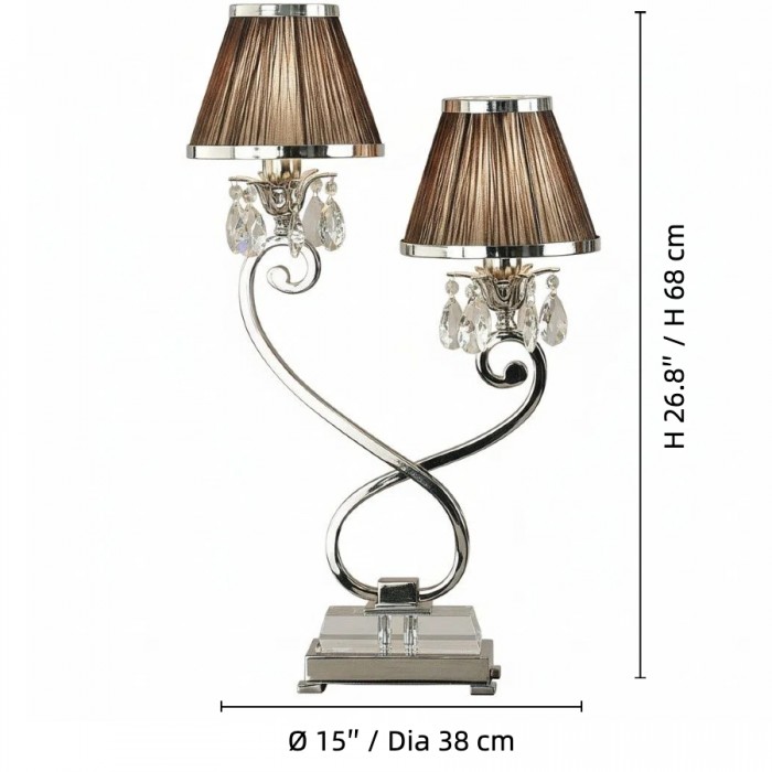 Lampa stołowa Talonis Double – dwa klosze i metalowa podstawa do sypialni i salonu HL2136