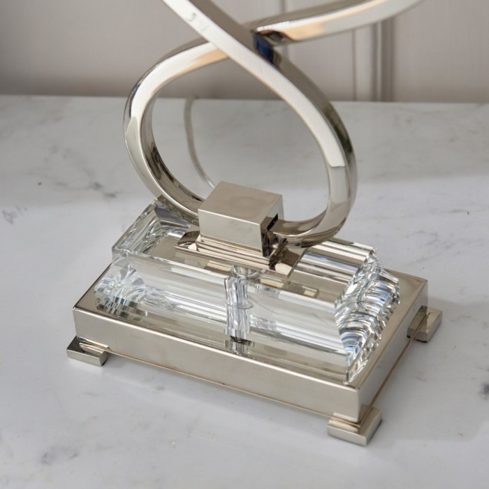 Lampa stołowa Talonis Double – dwa klosze i metalowa podstawa do sypialni i salonu HL2136