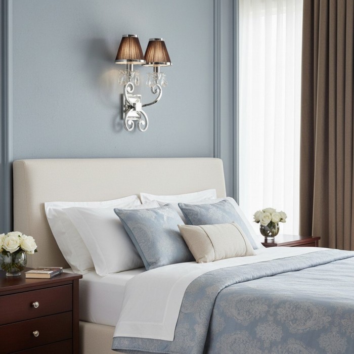 Applique da parete in cristallo di lusso Talonis - Struttura con finitura cromata per camere da letto e arredamento per la casa