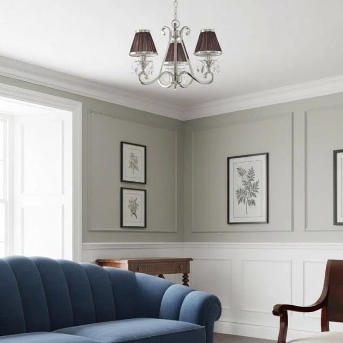 Talonis kroonluchter met meerdere lampen en stoffen armatuur - elegante gebogen metalen armen voor eet- en woonkamer HL2127