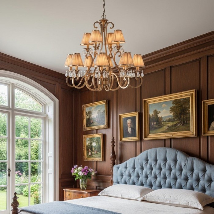 Talonis kroonluchter met meerdere lampen en stoffen armatuur - elegante gebogen metalen armen voor eet- en woonkamer HL2127