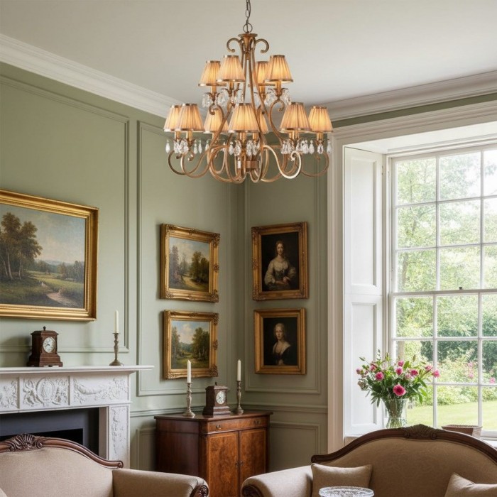 Talonis kroonluchter met meerdere lampen en stoffen armatuur - elegante gebogen metalen armen voor eet- en woonkamer HL2127