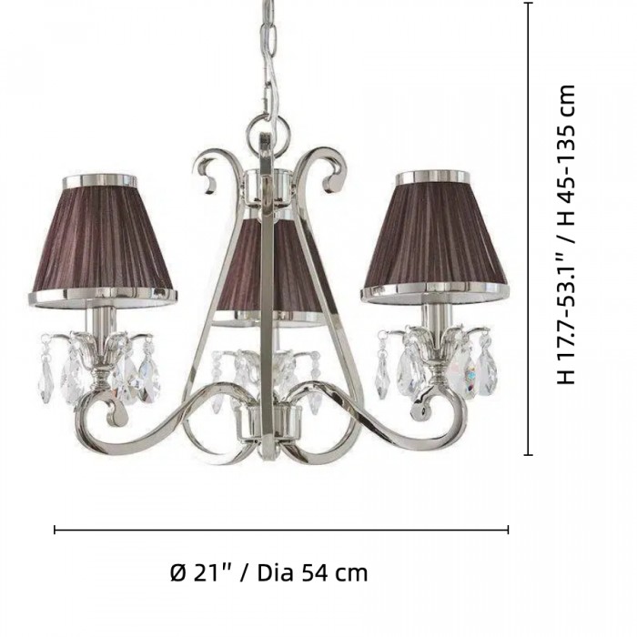 Talonis kroonluchter met meerdere lampen en stoffen armatuur - elegante gebogen metalen armen voor eet- en woonkamer HL2127