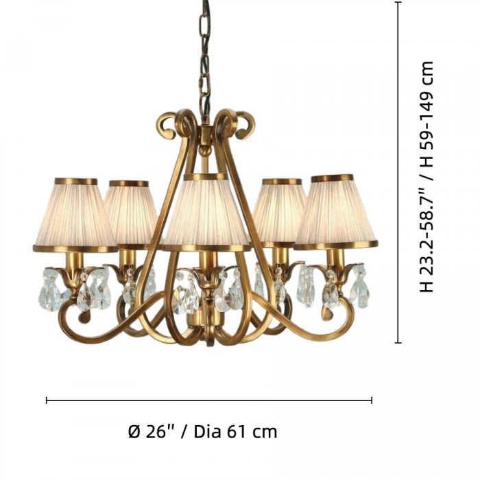 Talonis kroonluchter met meerdere lampen en stoffen armatuur - elegante gebogen metalen armen voor eet- en woonkamer HL2127