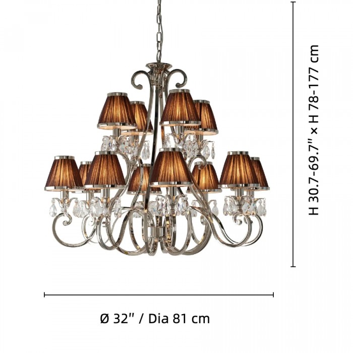 Talonis kroonluchter met meerdere lampen en stoffen armatuur - elegante gebogen metalen armen voor eet- en woonkamer HL2127