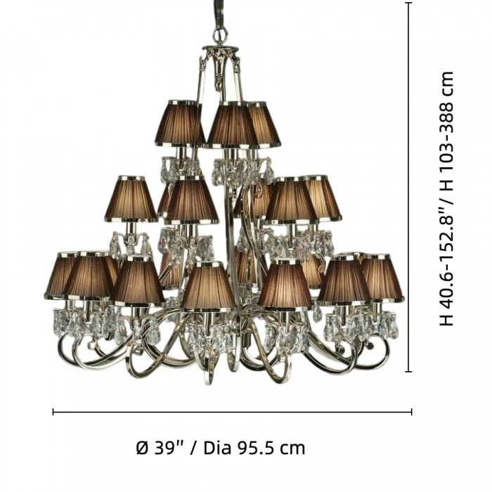 Talonis kroonluchter met meerdere lampen en stoffen armatuur - elegante gebogen metalen armen voor eet- en woonkamer HL2127