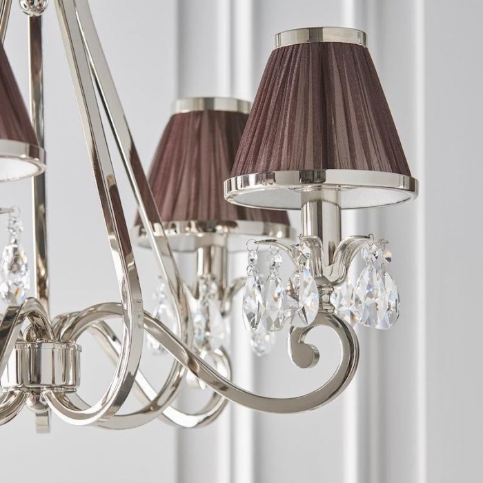 Talonis kroonluchter met meerdere lampen en stoffen armatuur - elegante gebogen metalen armen voor eet- en woonkamer HL2127
