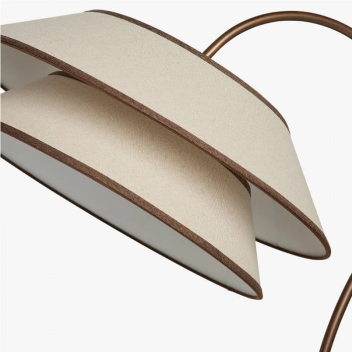 Lámpara de pie apilada Tarivon - Pantalla de lino antigua moderna para dormitorio y sala de estar HL1886