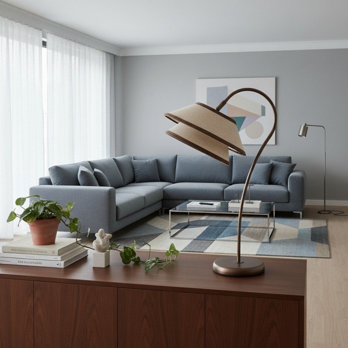 Lampa stołowa Tarivon Stacked – nowoczesny, antyczny klosz z lnu do sypialni i salonu HL1888