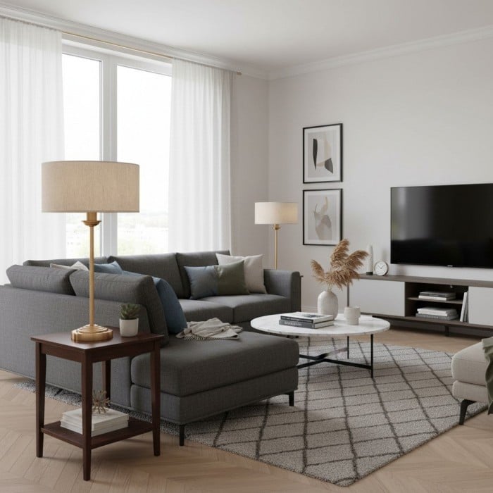 Lampa stołowa Tela 1- i 3-punktowa – nowoczesna, lniana i metalowa, do łóżka lub salonu HL2043