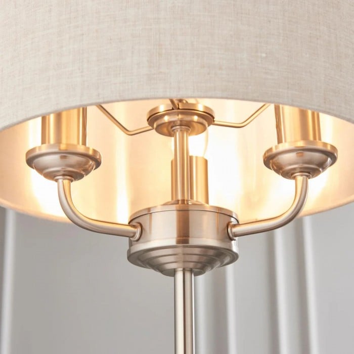 Lampa stołowa Tela 1- i 3-punktowa – nowoczesna, lniana i metalowa, do łóżka lub salonu HL2043