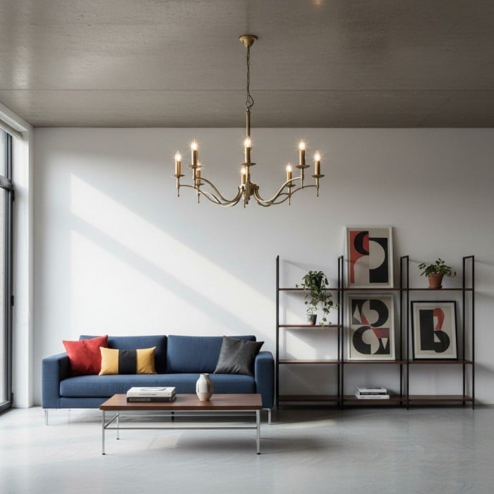 Tela Kroonluchter van messing en nikkel - Elegante multi-lichtarmatuur voor hallen en keukens HL2020