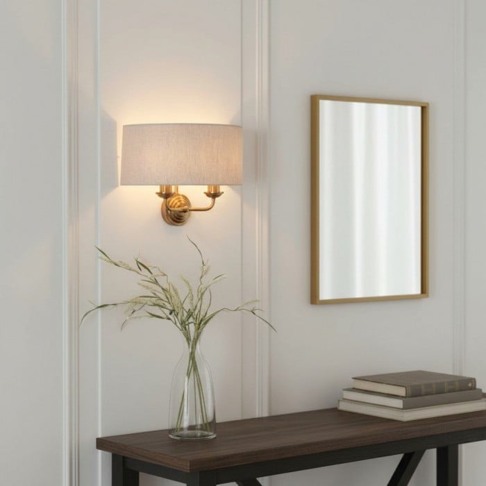 Applique da parete classica Tela con paralume in tessuto - Elegante applique con finitura in metallo per soggiorno/camera da