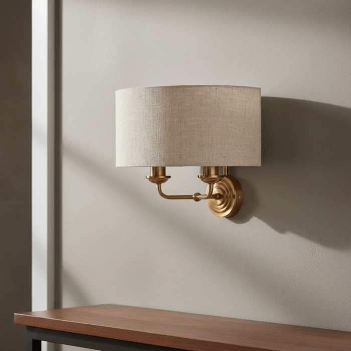 Applique da parete classica Tela con paralume in tessuto - Elegante applique con finitura in metallo per soggiorno/camera da