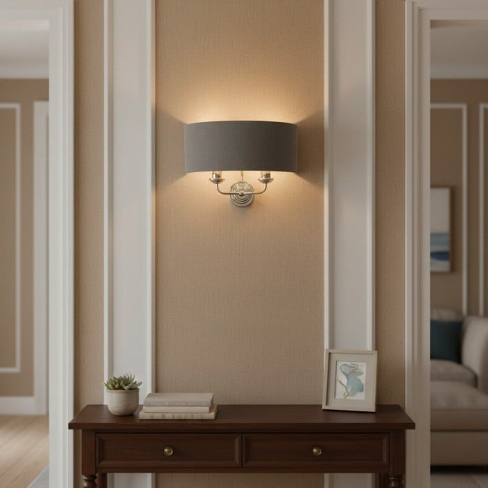 Applique da parete classica Tela con paralume in tessuto - Elegante applique con finitura in metallo per soggiorno/camera da