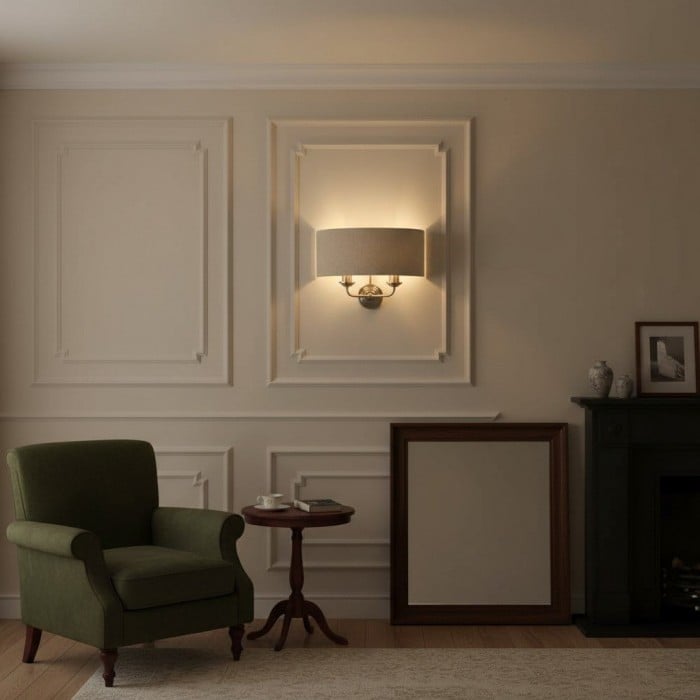 Applique da parete classica Tela con paralume in tessuto - Elegante applique con finitura in metallo per soggiorno/camera da