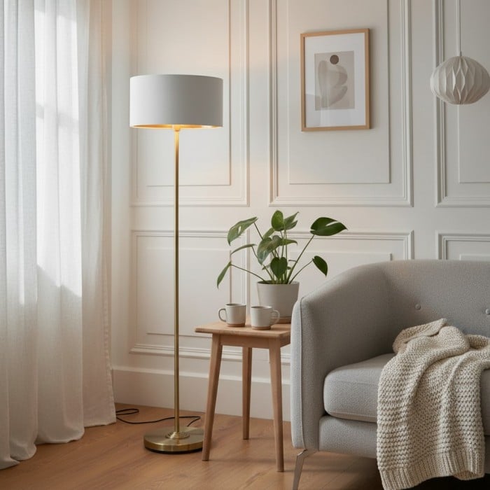 Lámpara de pie con pantalla de tela - Lámpara de pie de tela contemporánea para oficina en casa HL2241